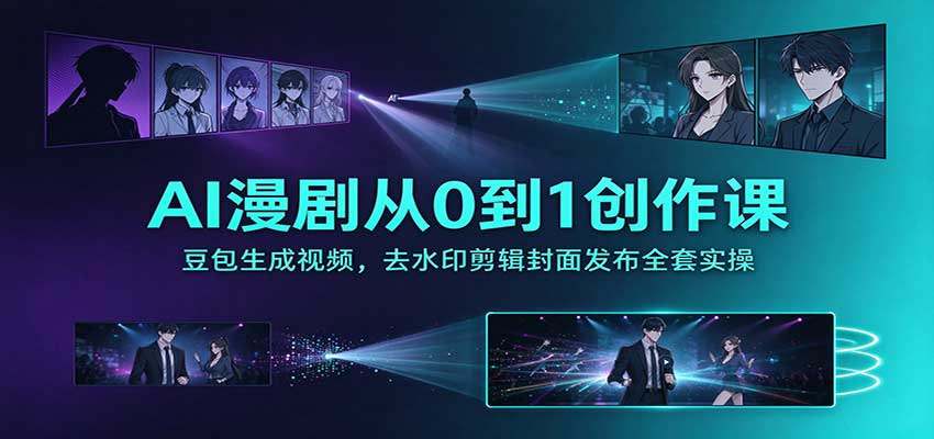 AI漫剧从0到1创作课:豆包生成视频,去水印剪辑封面发布全套实操-云创网:网创终点站