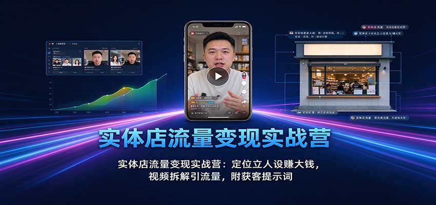 实体店流量变现实战营:定位立人设赚大钱,视频拆解引流量,附获客提示词-云创网:网创终点站