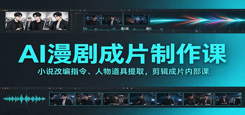 AI漫剧成片制作课:小说改编指令、人物道具提取,剪辑成片全流程-云创网:网创终点站