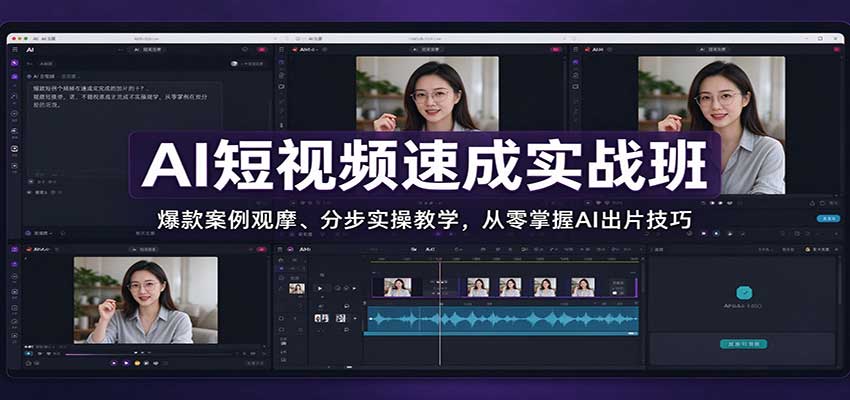 AI短视频速成实战班:爆款案例观摩、分步实操教学,从零掌握AI出片技巧-云创网:网创终点站
