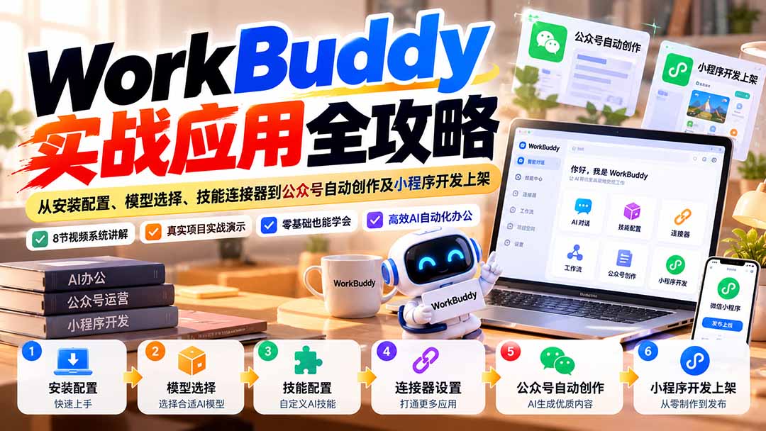 WorkBuddy 实战应用全攻略：从安装配置、模型选择、技能连接器到公众号自动创作及小程序开发上架-云创网:网创终点站