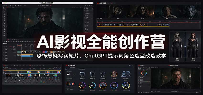 AI影视全能创作营:恐怖悬疑写实短片,ChatGPT提示词角色造型改造教学-云创网:网创终点站