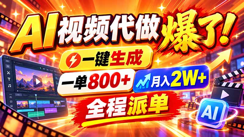 2026年底新赛道,AI视频代做一单800+,小白可做,告别打工-云创网:网创终点站