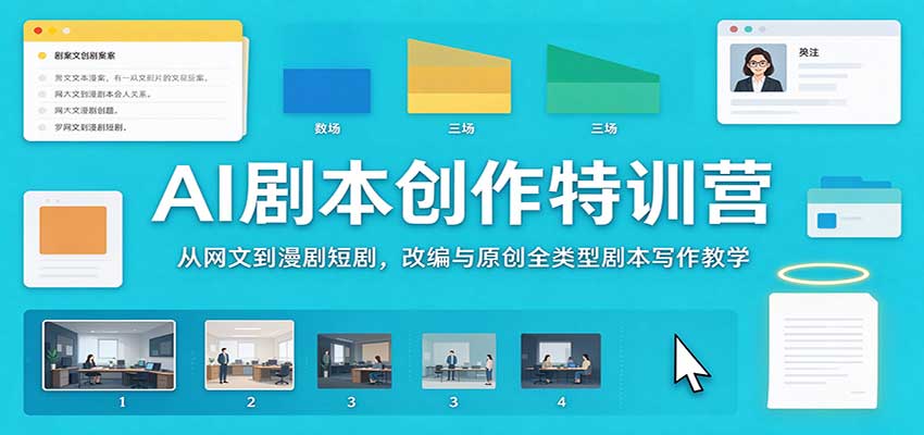 AI剧本创作特训营:从网文到漫剧短剧,改编与原创全类型剧本写作教学-云创网:网创终点站