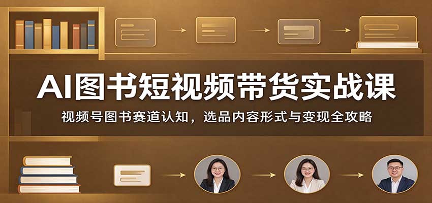 AI图书短视频带货实战课:视频号图书赛道认知,选品内容形式与变现全攻略-云创网:网创终点站