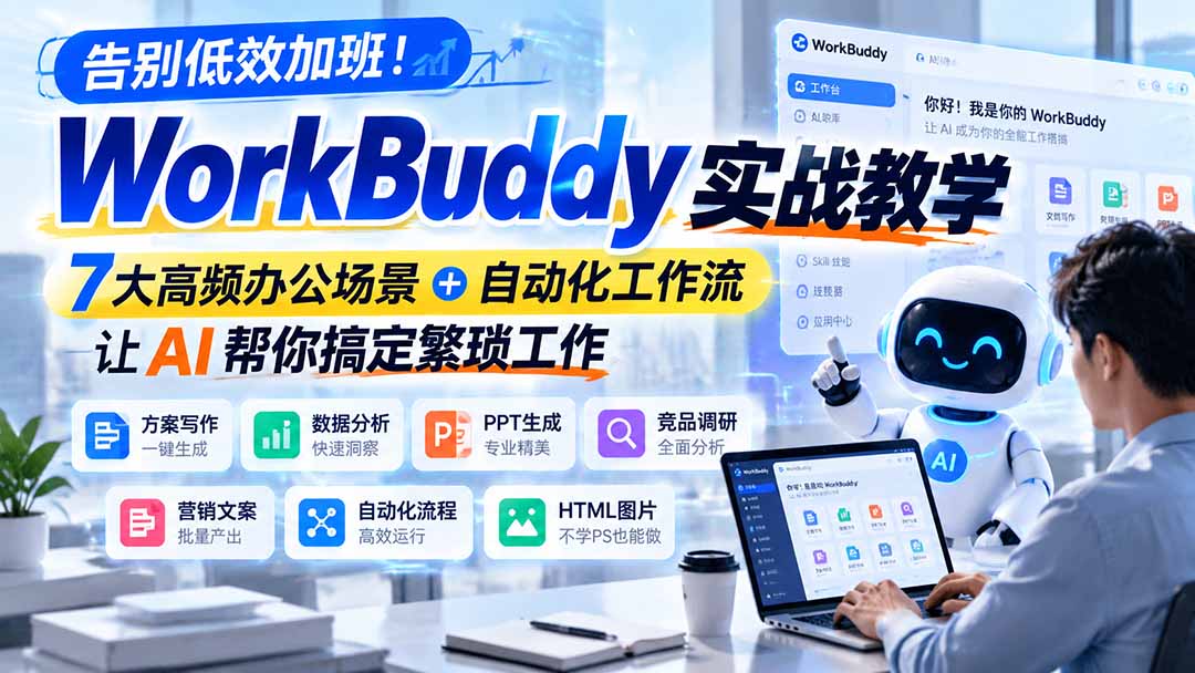 告别低效加班!WorkBuddy实战教学,7大高频办公场景+自动化工作流,让AI帮你搞定繁琐工作-云创网:网创终点站