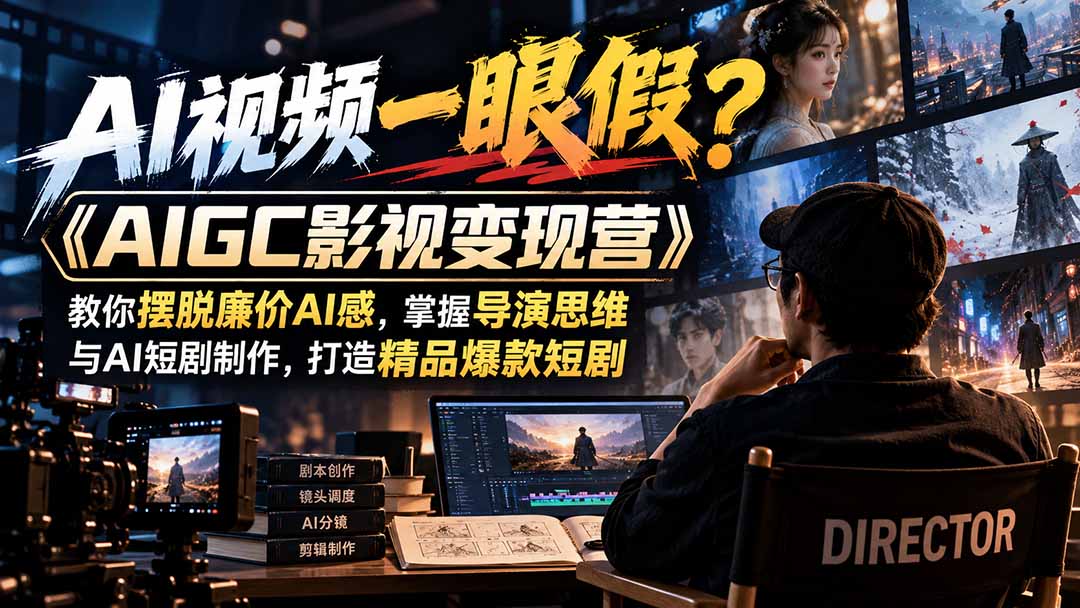 【无水印】AI视频一眼假？《AIGC影视变现营》教你摆脱廉价AI感，掌握导演思维与AI短剧制作，打造精品爆款短剧-云创网:网创终点站