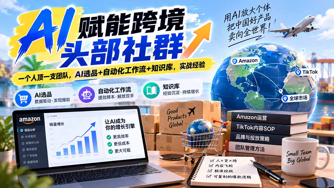 AI赋能跨境头部社群-更新1023:一个人顶一支团队,AI选品+自动化工作流+知识库,实战经验-云创网:网创终点站