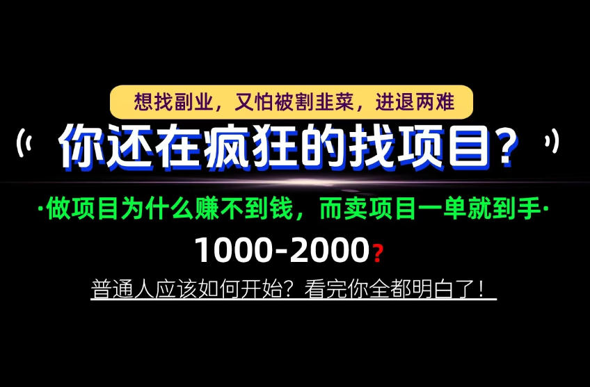 你还在疯狂的找项目?别傻了!卖项目才是真正的一本万利!怎么做,看完你全都明白!【揭秘】-云创网:网创终点站