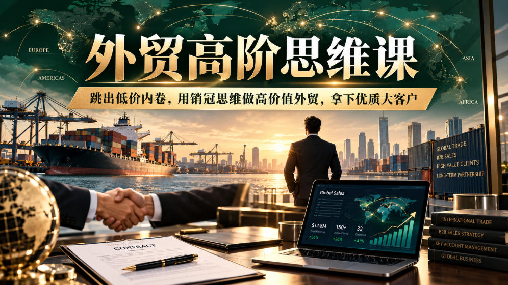 外贸高阶思维课，跳出低价内卷，用销冠思维做高价值外贸，拿下优质大客户-云创网:网创终点站
