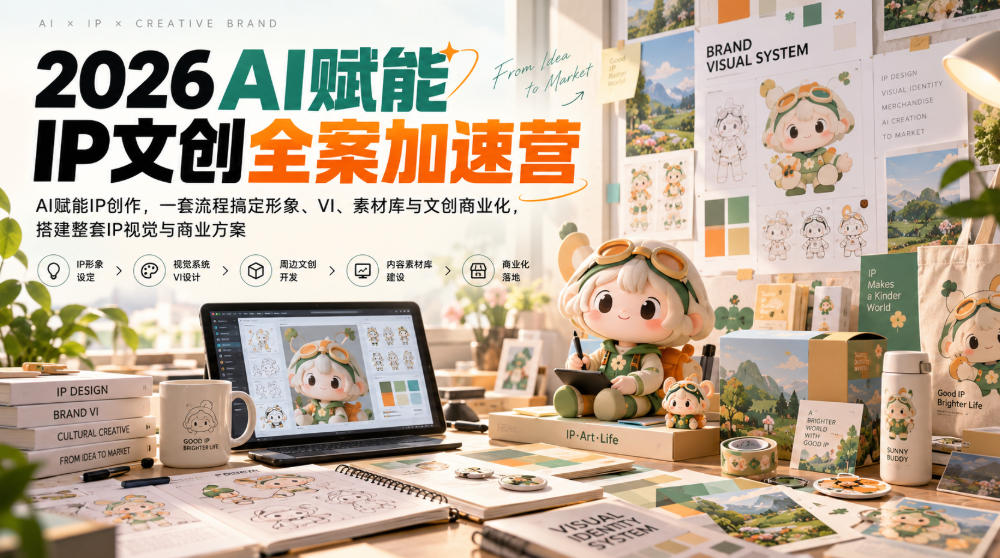 2026AI赋能ip文创全案加速营,AI赋能IP创作,一套流程搞定形象、VI、素材库与文创商业化,搭建整套IP视觉与商业方案-云创网:网创终点站