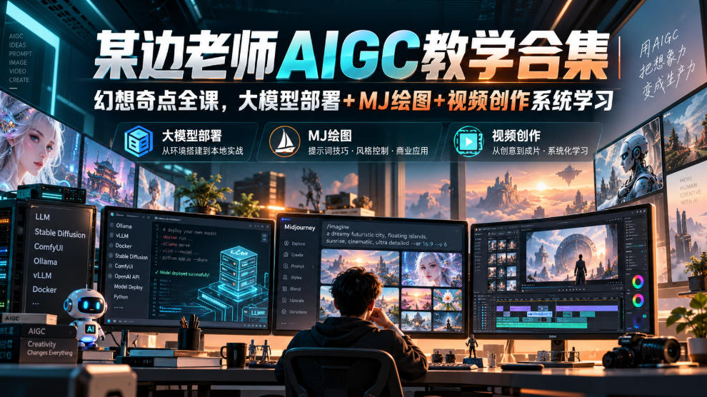 某边老师AIGC教学合集｜幻想奇点全课，大模型部署+MJ绘图+视频创作系统学习-云创网:网创终点站