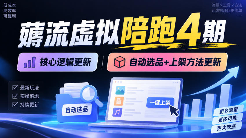 薅流虚拟陪跑4期丨核心逻辑更新丨自动选品+上架方法更新(10月25更新插件玩法和低价玩法)-云创网:网创终点站