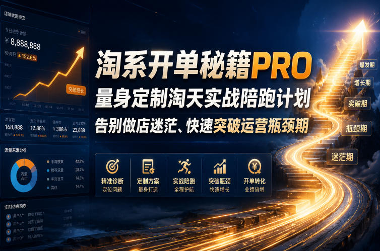 淘系开单秘籍PRO,量身定制淘天实战陪跑计划,告别做店迷茫、快速突破运营瓶颈期(更新261023)-云创网:网创终点站