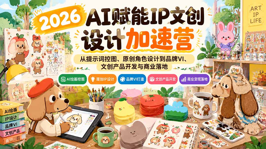 2026AI赋能IP文创设计加速营:从提示词控图、原创角色设计到品牌VI、文创产品开发与商业落地-云创网:网创终点站