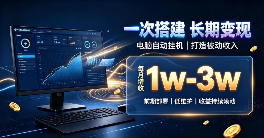 一份投入长期收益,电脑自动挂G类目,搭建被动收入每月增收1w-3w【揭秘】-云创网:网创终点站
