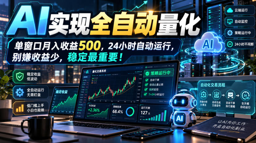 AI全自动量化项目,长期稳定可落地,0门槛躺赚稳定项目!-云创网:网创终点站