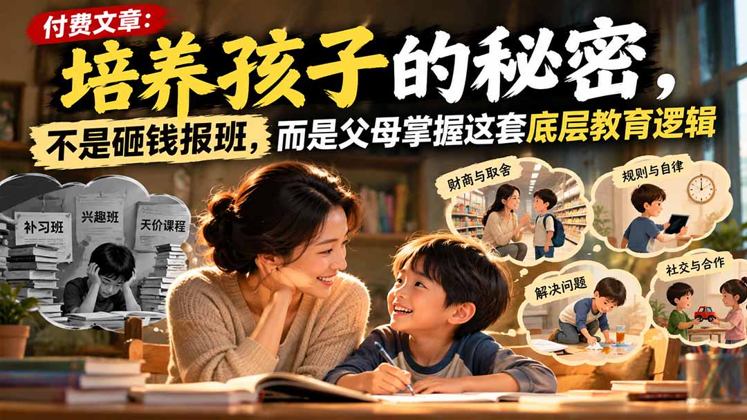 付费文章:培养孩子的秘密,不是砸钱报班,而是父母掌握这套底层教育逻辑-云创网:网创终点站