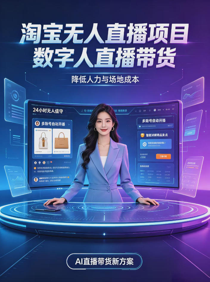 淘宝AI无人直播带货,24小时自动开播低门槛副业,无需真人长时间出镜,持续引流出单【揭秘】-云创网:网创终点站