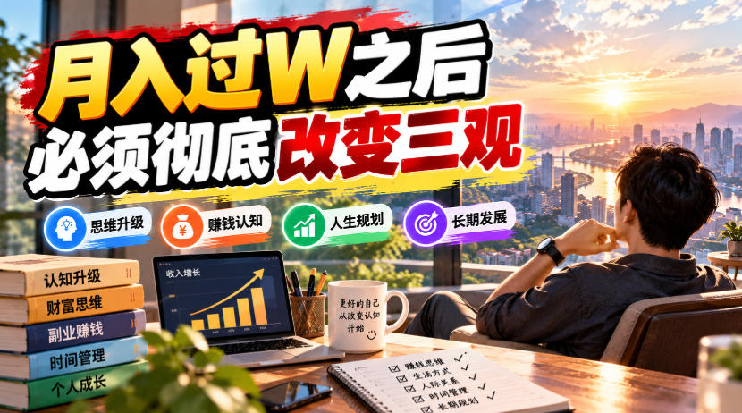 某公众号付费文章:月入过W之后,必须彻底改变三观-云创网:网创终点站