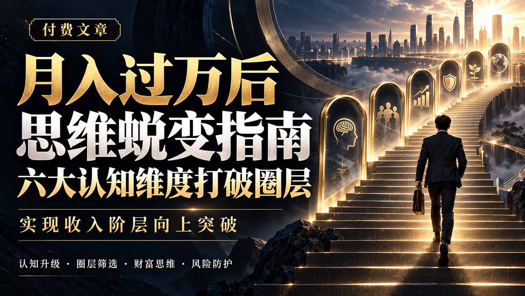 付费文章:月入过万后思维蜕变指南,六大认知维度打破圈层,实现收入阶层向上突破-云创网:网创终点站