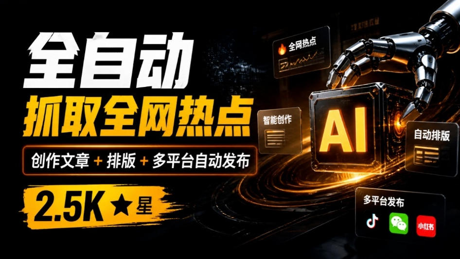 全自动抓取全网热点,创作文章并排版,并多平台自动发布!2.5k stars热点写作工具万稿汇AIMedia-云创网:网创终点站