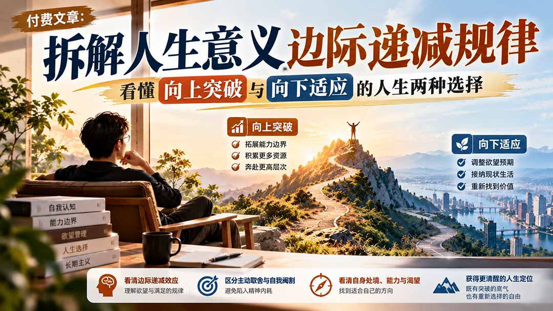 付费文章:拆解人生意义边际递减规律,看懂向上突破与向下适应的人生两种选择-云创网:网创终点站