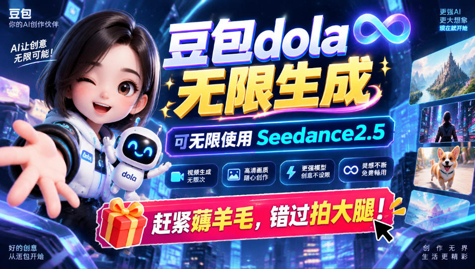 1029最新豆包dola无限生成技术,可以无限生成sseedance2.5,赶紧薅羊毛,和谐拍大腿-云创网:网创终点站