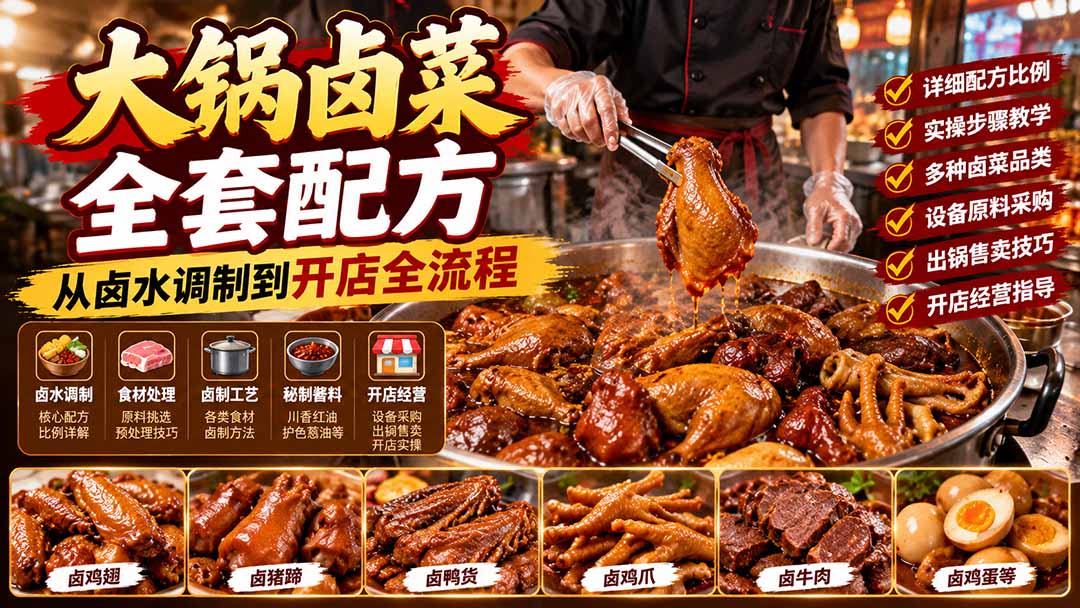大锅卤菜全套配方,从卤水调制到开店全流程,感觉学会了去摆摊也不错-云创网:网创终点站