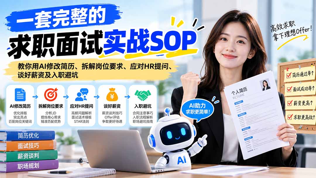 一套完整的求职面试实战SOP：教你用AI修改简历、拆解岗位要求、应对HR提问、谈好薪资及入职避坑-云创网:网创终点站