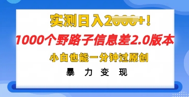2025抖音1000个野路子信息差最新玩法,一分钟过原创,暴力变现月入几k-云创网:网创终点站
