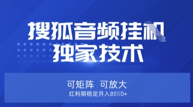 【搜狐音频挂G】独家技术，可矩阵可放大，红利期稳定月入8k【揭秘】-云创网:网创终点站