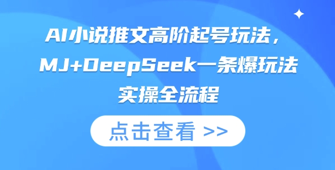 AI小说推文高阶起号玩法,MJ+DeepSeek一条爆玩法实操全流程-云创网:网创终点站
