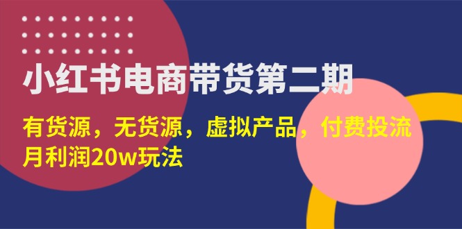 （14186期）小红书电商带货第二期，有货源，无货源，虚拟产品，付费投流，月利润20w-云创网:网创终点站