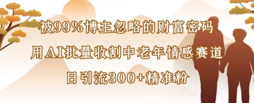 被99%博主忽略的财富密码：用AI批量收割中老年情感赛道，日引流300+精准粉-云创网:网创终点站