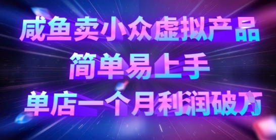 咸鱼卖小众虚拟产品，简单易上手，单店一个月利润破W-云创网:网创终点站